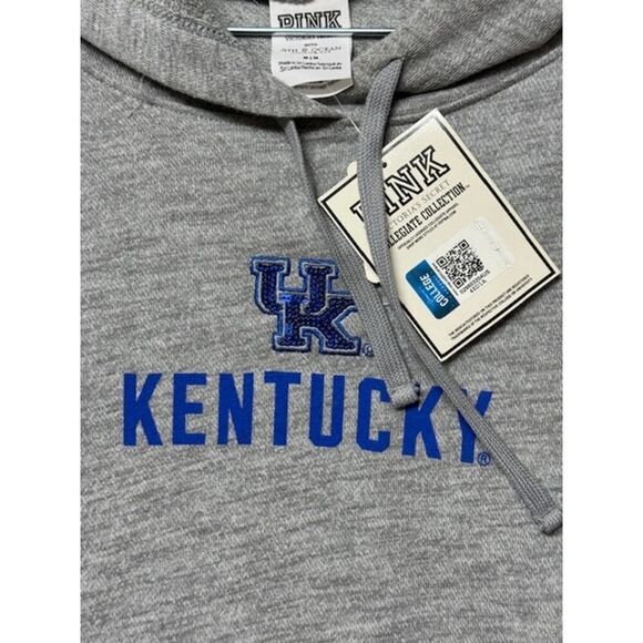 Victoria Secret Pink U Kentucky Wildcats Sequins Hooded Cropped Sweatshirt M - Picture 3 of 8